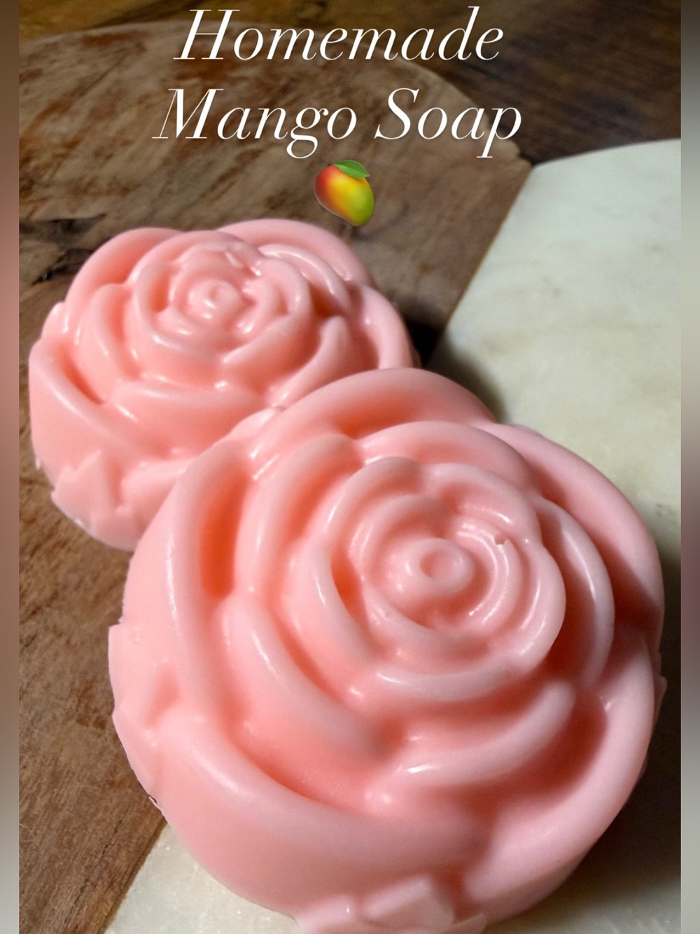 2 Handmade Mango Rose Shaped Bath Soap
